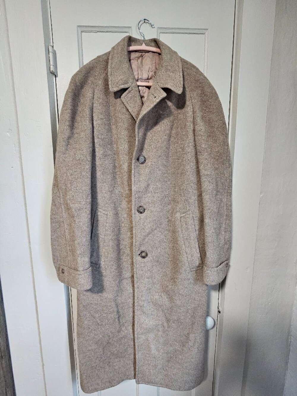 Vintage Wool Overcoat | Tourcote by Michaels-Stern | Beige | Classic Mens